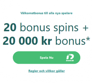 Klicka här och hämta 20 freespins utan omsättningskrav på Casumo!