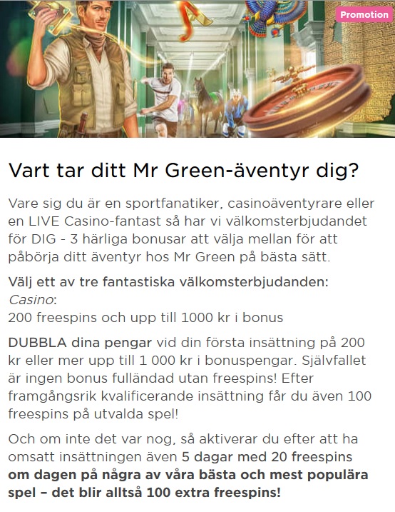 Mr Green har kampanjer mest regelbundet!